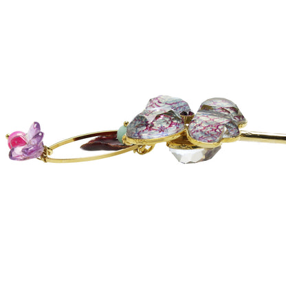 かんざし 蝶 ブルー 水面 七宝 24金 一本挿しかんざし