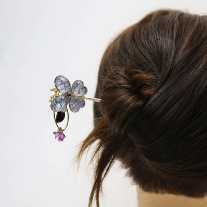 かんざし 蝶 ブルー 水面 七宝 24金 一本挿しかんざし