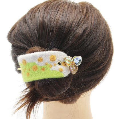 マジェステ 黄緑 かんざしバレッタ すみれ セミ フェルト TAMARUSAN