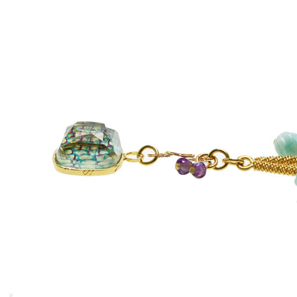 ネックレス ブルー 蝶 金 水面 TAMARUSAN