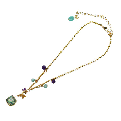 ネックレス ブルー 蝶 金 水面 TAMARUSAN