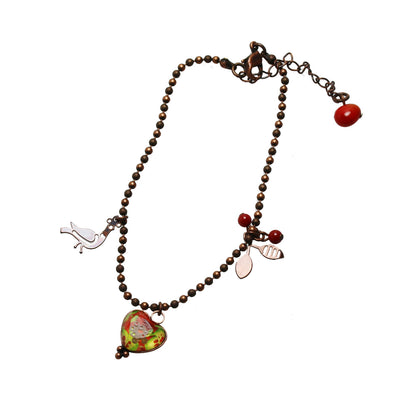 アンクレット ハート すいか 赤 珊瑚（染め） TAMARUSAN