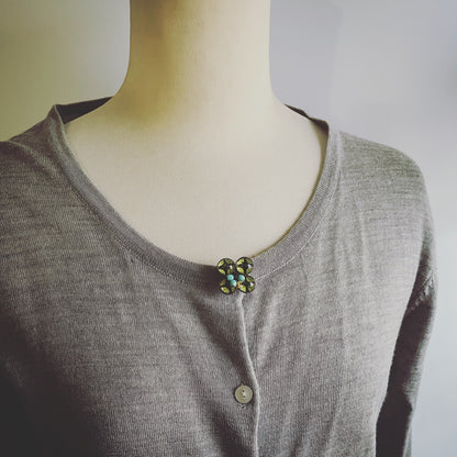 ボタンカバー 緑 ブローチ すいか TAMARUSAN