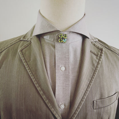 ボタンカバー 緑 ブローチ すいか TAMARUSAN