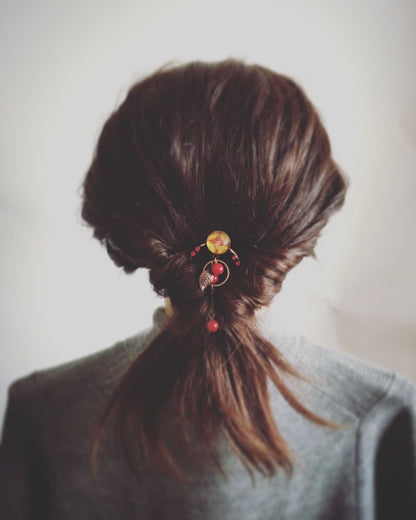 ヘアコーム 赤 ミニ 珊瑚 すいか 和装 コーム