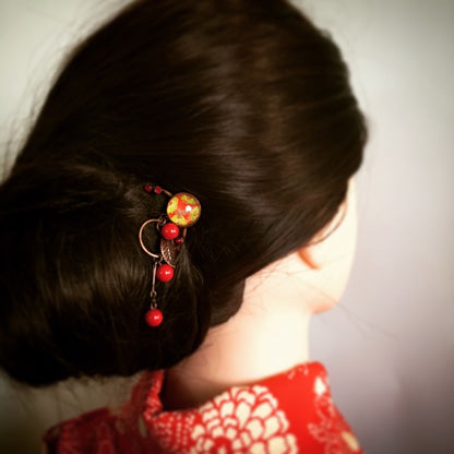 ヘアコーム 赤 ミニ 珊瑚 すいか 和装 コーム