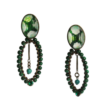 イヤリング クリップ フープ 緑 マラカイト ターコイズ すいか TAMARUSAN