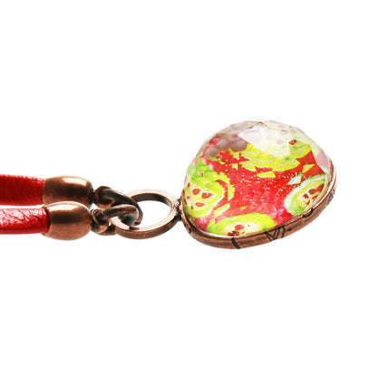 眼鏡ホルダー 赤 すいか 革紐 男女兼用 TAMARUSAN