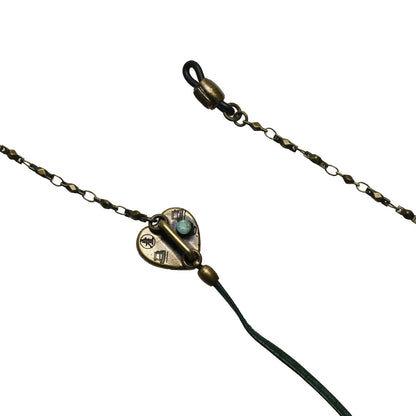 眼鏡チェーン ハート すいか 緑 革紐 TAMARUSAN