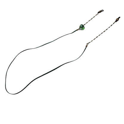 眼鏡チェーン ハート すいか 緑 革紐 TAMARUSAN