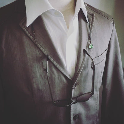 眼鏡チェーン ハート すいか 緑 革紐 TAMARUSAN