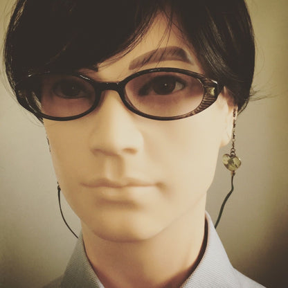 眼鏡チェーン ハート すいか 緑 革紐 TAMARUSAN