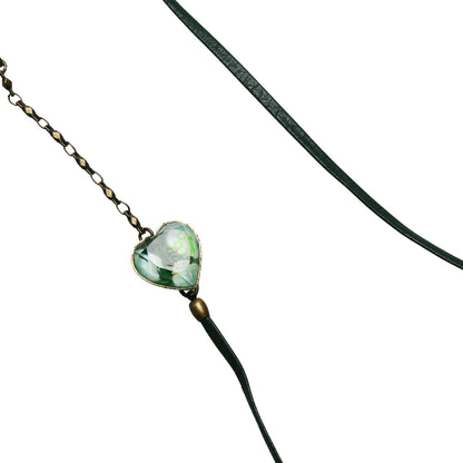 眼鏡チェーン ハート すいか 緑 革紐 TAMARUSAN