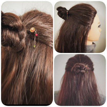 ヘアピン 赤 スイカ 珊瑚 クリソプレーズ TAMARUSAN