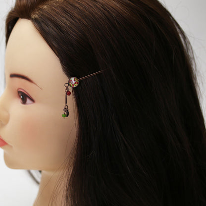 ヘアピン 赤 スイカ 珊瑚 クリソプレーズ TAMARUSAN