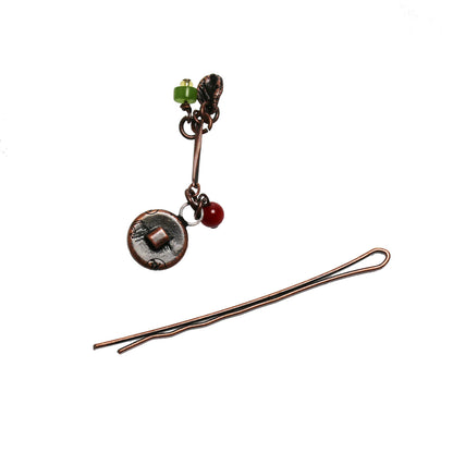 ヘアピン 赤 スイカ 珊瑚 クリソプレーズ TAMARUSAN