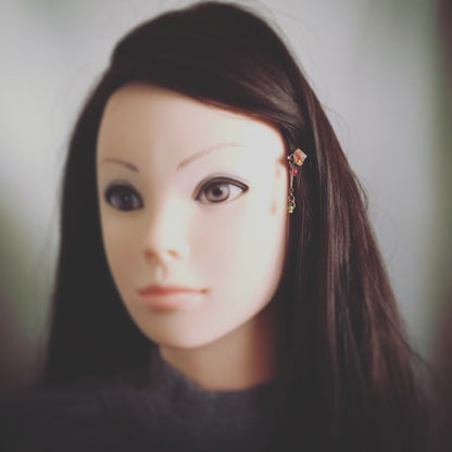 ヘアピン 赤 スイカ 珊瑚 クリソプレーズ TAMARUSAN