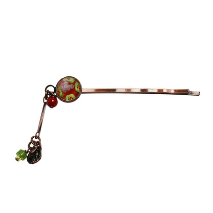 ヘアピン 赤 スイカ 珊瑚 クリソプレーズ TAMARUSAN