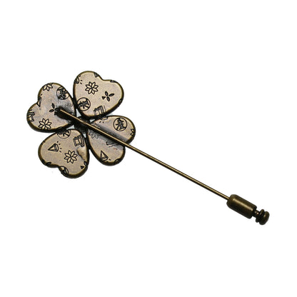 ハットピン 緑 アンティーク風 四ツ葉 TAMARUSAN