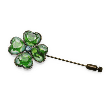 ハットピン 緑 アンティーク風 四ツ葉 TAMARUSAN