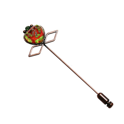 ハットピン 赤 すいか模様 ハート チューリップ TAMARUSAN