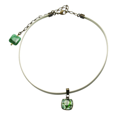 チョーカー 革紐 緑 すいか オフホワイト TAMARUSAN