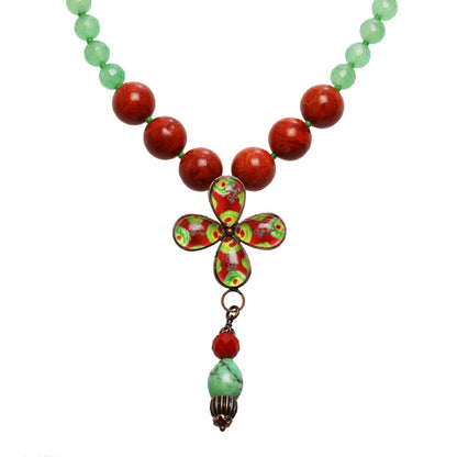 チョーカー 赤 緑 珊瑚 アベンチュリン TAMARUSAN