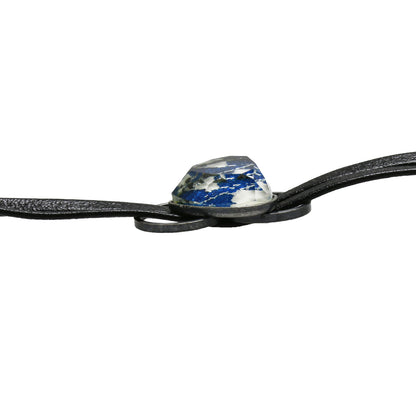 サングラス 眼鏡ストラップ 本革紐 オニキス 青 ハート 眼鏡ストラップ・チェーン