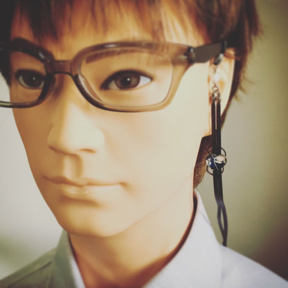 サングラス 眼鏡ストラップ 本革紐 オニキス 青 ハート 眼鏡ストラップ・チェーン