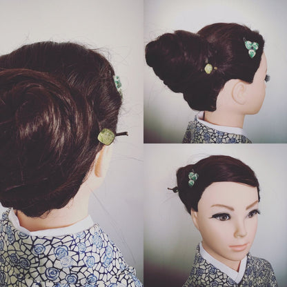 着せ替えかんざし 黄緑 梅 シンプル 和風 TAMARUSAN