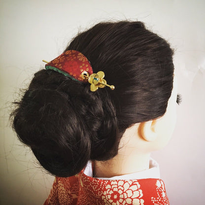 かんざしバレッタ マジェステ オレンジ 花 TAMARUSAN