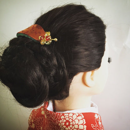 かんざしバレッタ マジェステ オレンジ 花 TAMARUSAN