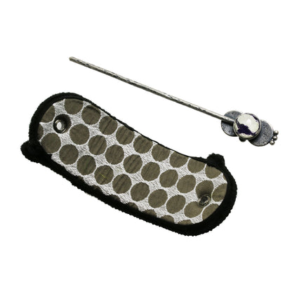 かんざしバレッタ 水色 ふくろう 布 ウール かんざしバレッタ