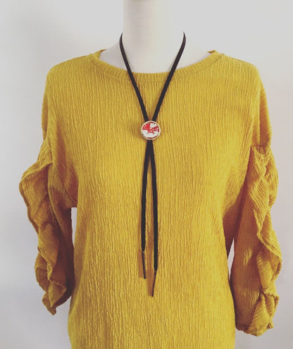 革紐 ループタイ 赤 メンズ レディース ループタイ