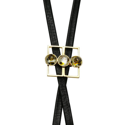 革紐ループタイ 平紐 オニキス ゴールド トラ猫 TAMARUSAN