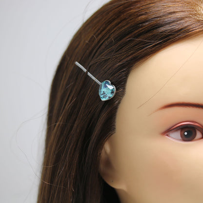 ヘアピン トランプ ハート 青 高級ヘアピン