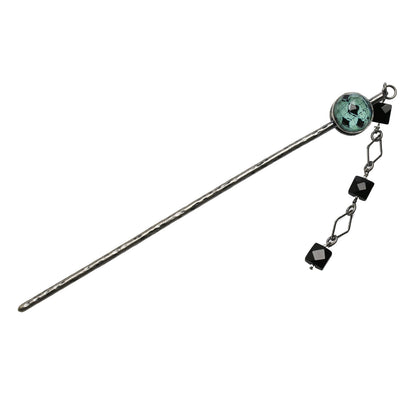 かんざし 青 トランプ オニキス 一本挿しかんざし