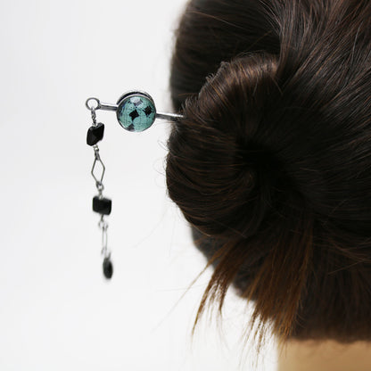 かんざし 青 トランプ オニキス 一本挿しかんざし