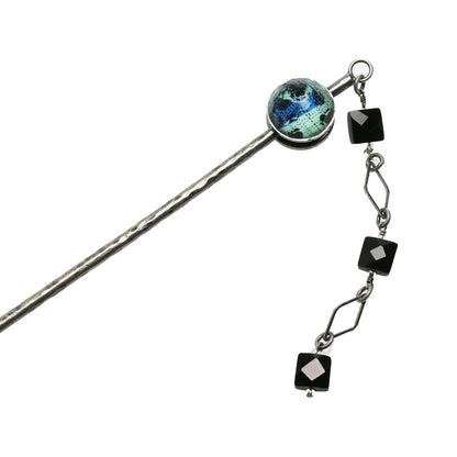 かんざし 青 トランプ オニキス 一本挿しかんざし