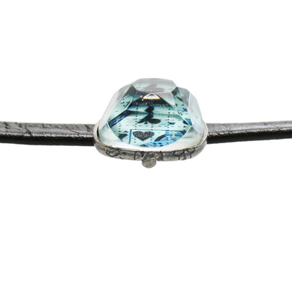 革紐チョーカー トランプ柄 青 オニキス チョーカー