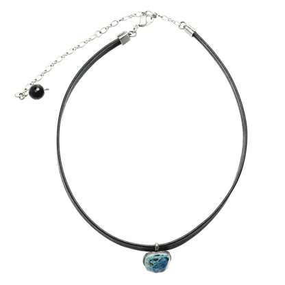 革紐チョーカー トランプ柄 青 オニキス チョーカー