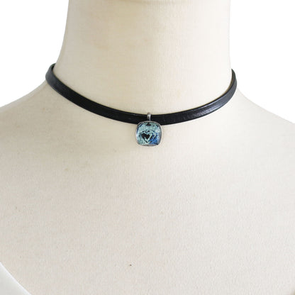 革紐チョーカー トランプ柄 青 オニキス チョーカー