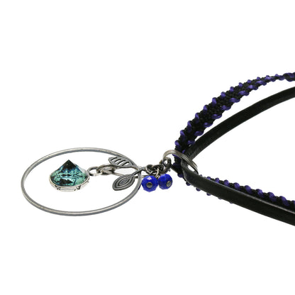 チョーカー リボン 革ひも 2連 トランプ ブルー チョーカー