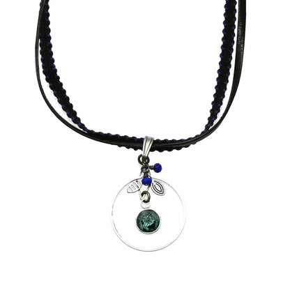 チョーカー リボン 革ひも 2連 トランプ ブルー チョーカー