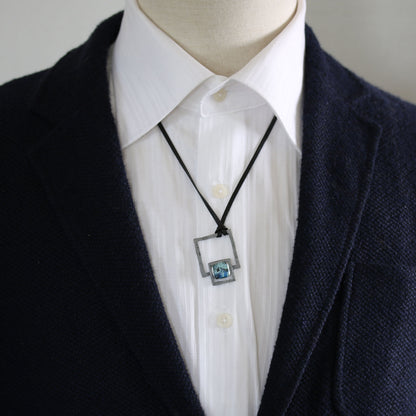 ネックレス 青 革紐 トランプ メンズ ネックレス