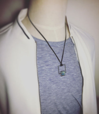 ネックレス 青 革紐 トランプ メンズ ネックレス