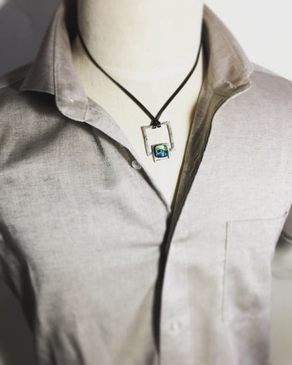 ネックレス 青 革紐 トランプ メンズ ネックレス