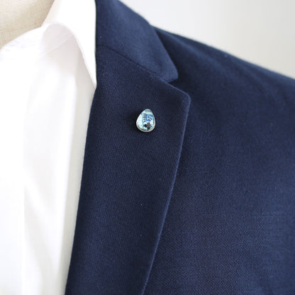 ピンブローチ ラペルピン 青 トランプ柄 TAMARUSAN