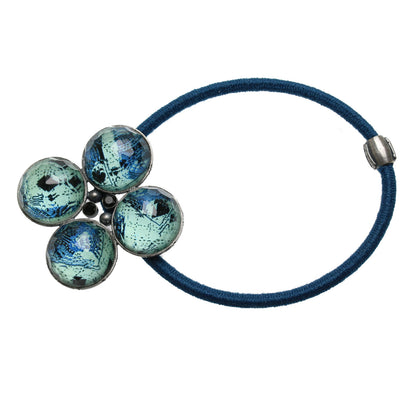 ヘアゴム 花 トランプ柄 ブルー 贈り物 TAMARUSAN