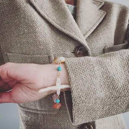 ブレスレット シェル カーネリアン ターコイズ 淡水パール マルチカラー TAMARUSAN